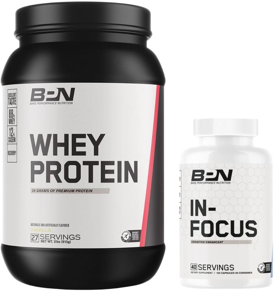 BARE UČINKOVITOST HRANILA BPN Whey Protein Powder & In-Focus Kognitivna podpora paket