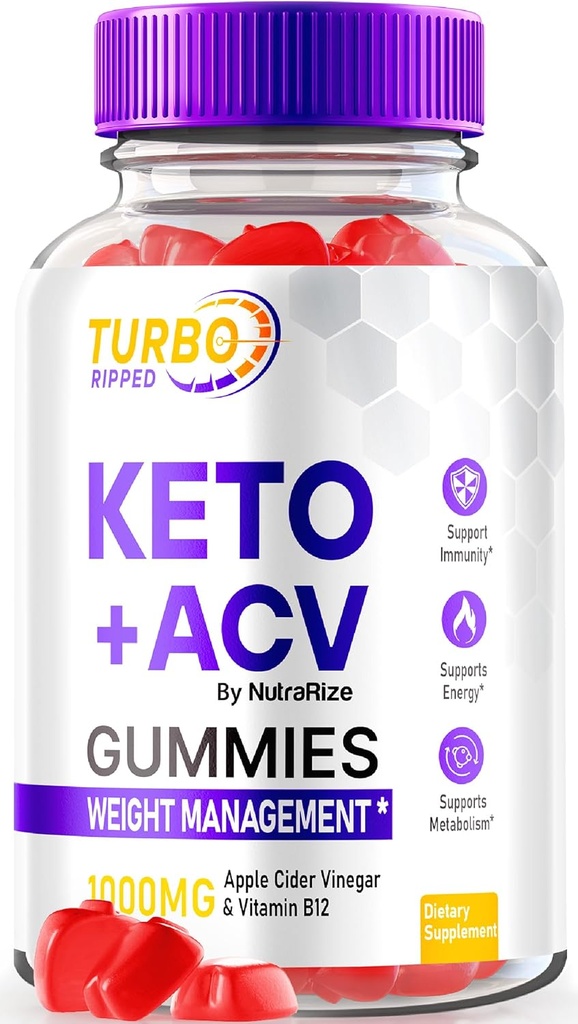 Turbo Ripped, Turbo Ripped Keto ACV Gummies, Official Weight Loss Gummies, Apple Cider Vinegar 1000MG, All Natural ACV Gummy, Premium Keto + ACV Formula, TurboRipped Gomitas Reviews (60 Gummies)