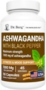 Dr. Berg Ashwagandha Cápsulas 1000mg - Inclui Ashwagandha Raiz com pimenta preta da Bioperine - Suplementos Ashwagandha 90 Cápsulas