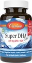Carlson - Super DHA Gems, 500 mg Suplimente DHA, 640 mg Acid gras, concentrat de ulei de pește arctic, concentrat de pește nordic, 60+20 Softgels