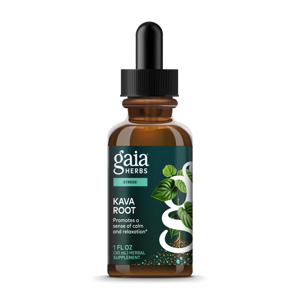 Gaia Herbs Kava Root - Helps Sustain a Sense of Calm, Relaxation & Support During Times of Stress* - Made with Noble Kava Cultivars - 1 Fl Oz (30 Servings)