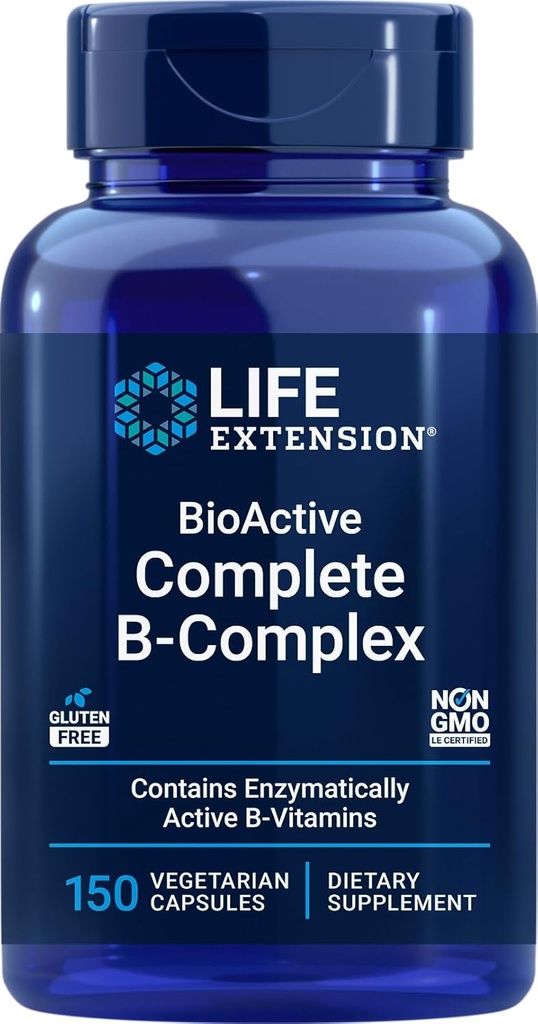 Extensão de vida BioActive completo B-Complex, 150 cápsulas vegetarianas