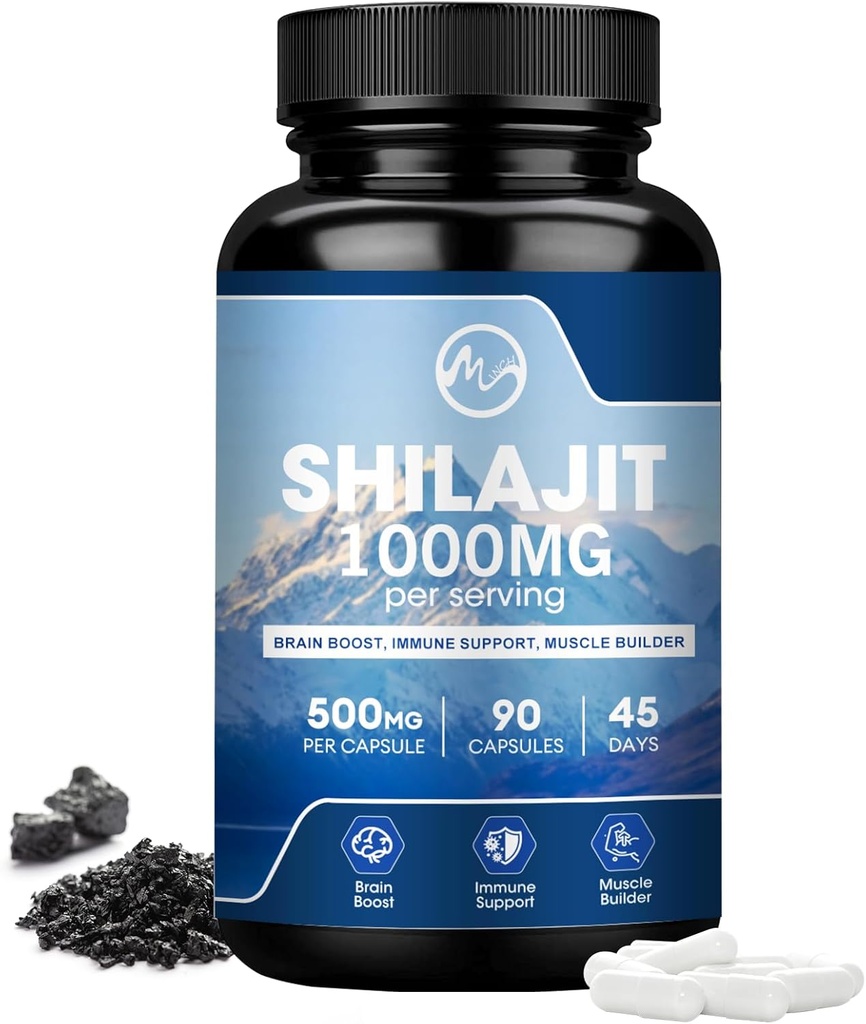 Shilajit Supplement, Shilajit Capsules with Fulvic Acid for Men & Women, Shilajit with 85+ Trace Minerals for Energy, Performance & Immune Health | Non-GMO - 90 Capsules