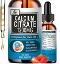 Calcium Citrate Suplemen, 1200mg Calcium dengan Vitamin D3 Drops untuk Bone, Teeth, Colon, Kesehatan Kardiovaskular, Lotion Calcium Magnesium Citrate 400mg Plus Zinc Vitamin K2, Vegan, 30 Servis