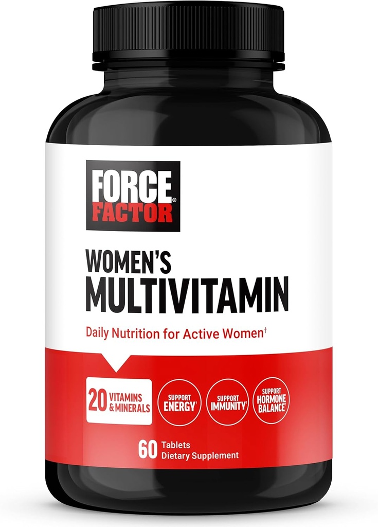 Fator de Força Multivitamina da mulher, Multivitamina para as mulheres para apoiar o equilíbrio hormonal, energia, imunidade e saúde intestinal, com 20 vitaminas e minerais, Ashwagandha, Chasteberry, e mais, 60 comprimidos