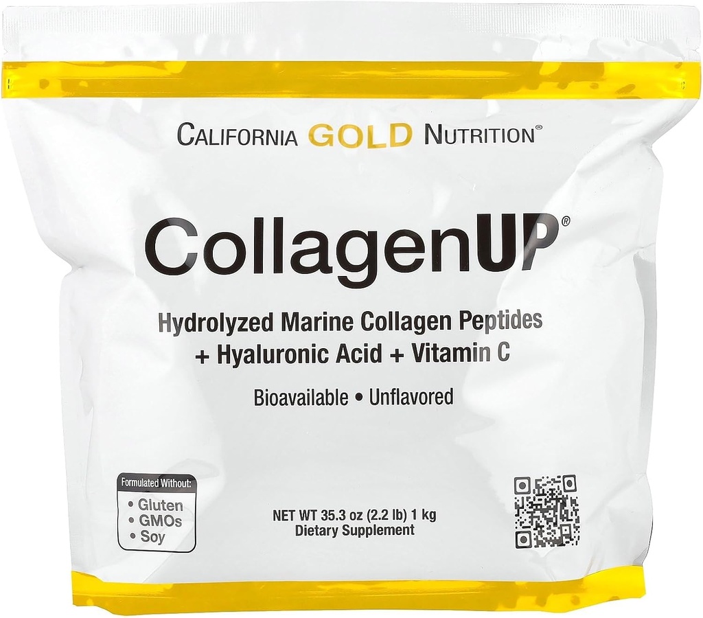 カリフォルニアゴールド栄養コラージュUP®、Hyaluronic酸とビタミンC、アンフレーバー、2.2ポンド(1 kg)