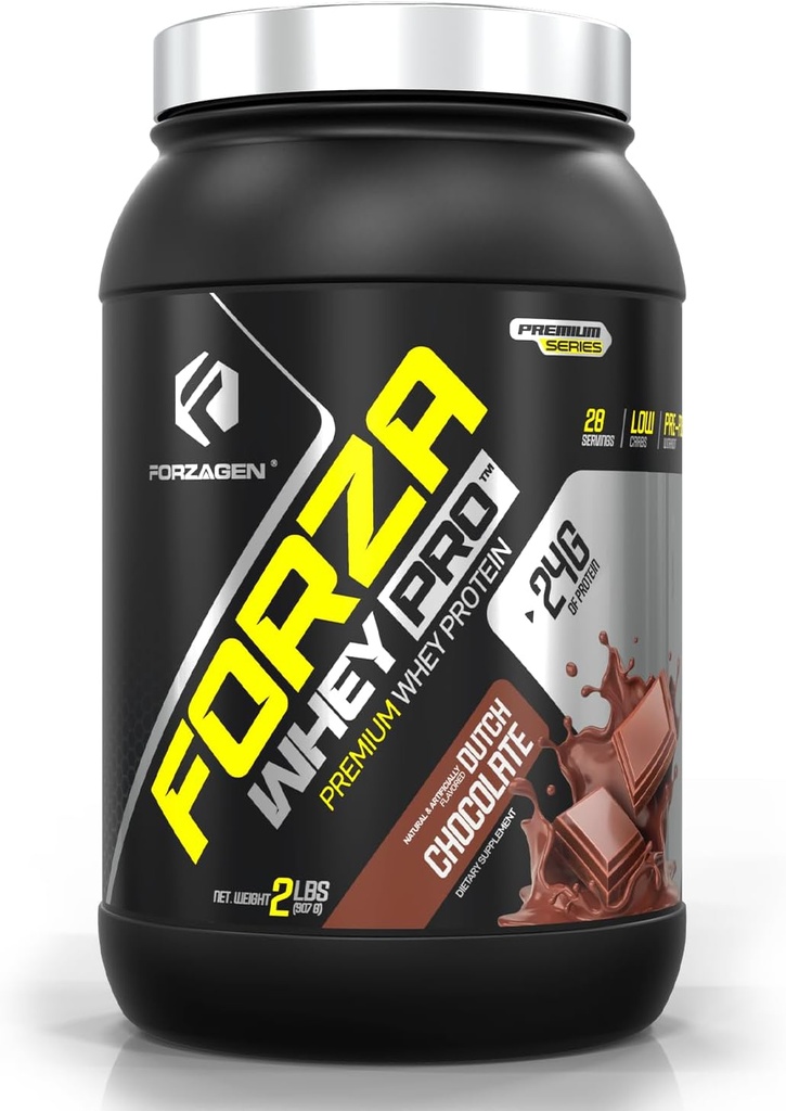 Forzagen Whey PRO Low Carb Protein Powder | 24g of Protein per Serving, No Added Sugar, Gluten Free, Premium Whey for Shakes & Mixes for Men & Women, BCAA | Dutch Chocolate, 2 lbs. (28 Servings)
