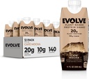 Evolve Augalų baltymų purtyti, Café Mocha, 20g Vegan baltymų, pieno nemokamai, No Dirbtiniai saldikliai, Non-GMO, 10g Fiber, 11oz, (12 Pack) (Formulės gegužės Vary)