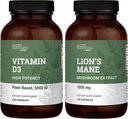 Земля Гармонія Веган Вітамін D3 5000 iu & Organic Lion's Mane 1000mg Supplement - 120 капсули Кожен