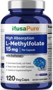 NusaPure L metilfolate 15mg, 120 Veggie Capsules, Biooperine