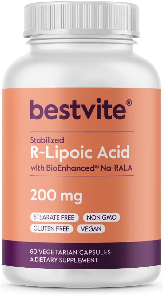 Val més que l'àcid R-Lipolic 200mmg Stabilitzat amb bio Bio-Ehanced Na-RA (60rian Capsules) - No Stares - Vegan - Guten Free - NotifyO