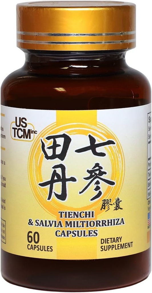 Tienchi Danshen Capsules Pseudoginseng Notoginseng Sanqi Salvia Miltiorrhiza Red Sage Capsules 500mg 60 Pseudoginseng Notoginseng