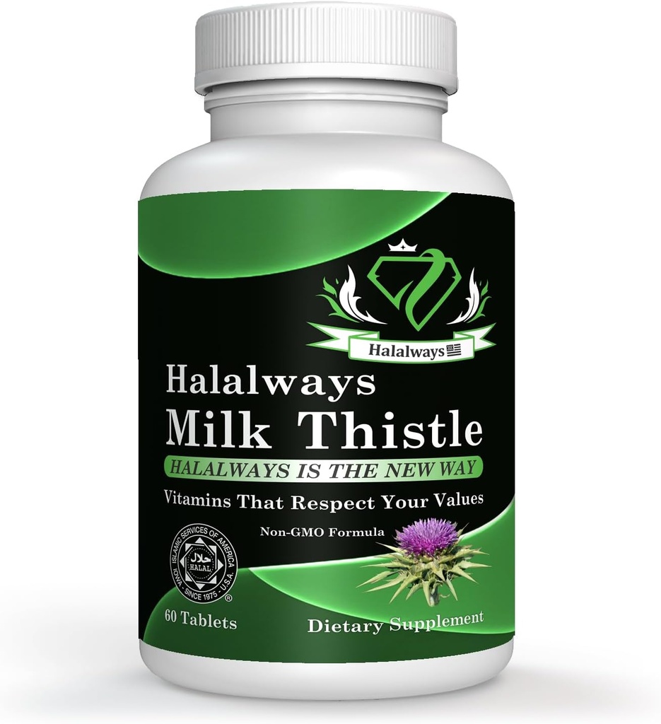 Hal always Milk Thistle Certified Haalal Addition Milk Thitle черен дроб Detox Допълнение Нежен билкови черен дроб Чистя за мъже и жени - черен дроб Здравна поддръжка - не-GMO