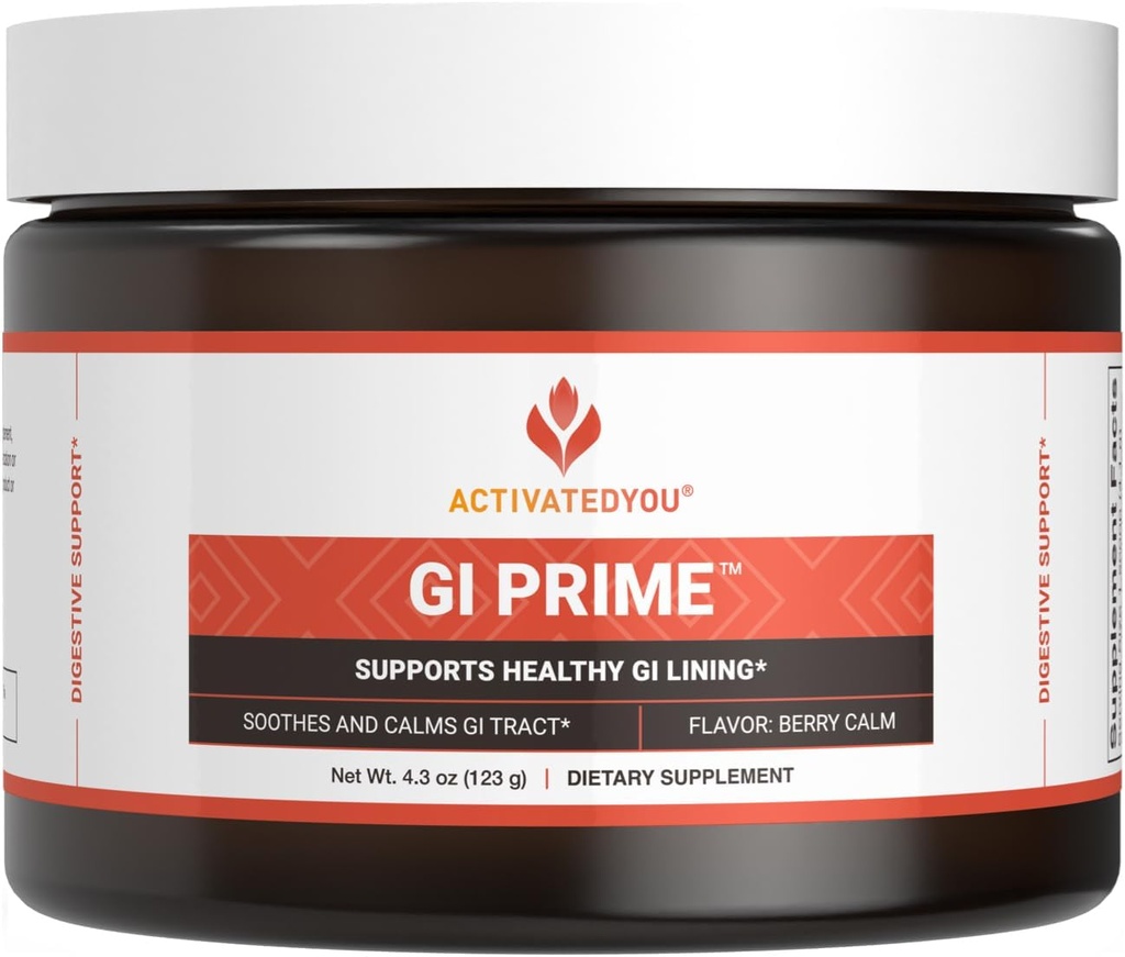 ACTIVATEDYOU GI Prime Digestive Health Drink to Support a Healthy GI Lining, Improve Digestive Comfort and Energy - Berry cool Flavor (30 Servings)