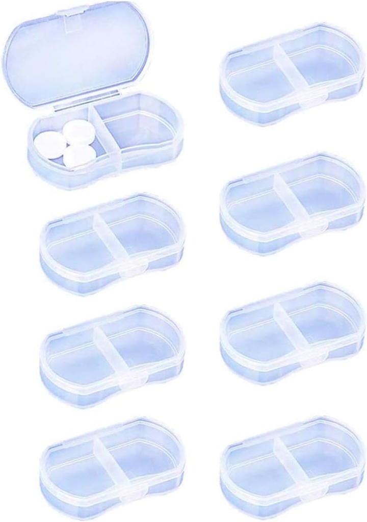 8pcs Pill Case Organizer Pocket Kiçik Pill Sahibi, Daily AM & PM konteynerlər, Tibb Sahibi, Saxlamaq üçün ideal, Vitamin, Təhlükəsizlik, Travel üçün ideal, Purse (White)