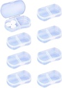 8PCS Pill Case Organizer Pocket Lille Pill Holder, Daglig AM & PM beholdere, Medisin Holder, Ideell for medisinering, Vitamin, Supplement, Perfekt for reise, Ideell for Purse (Hvit)