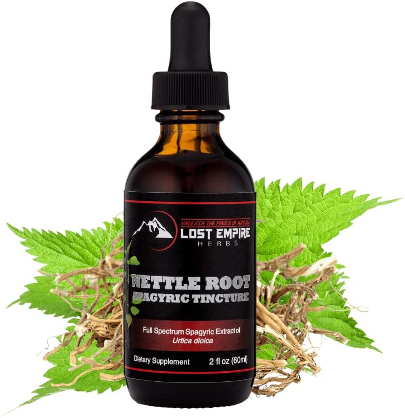 Lost Empire Yrtit Nokkonen Root Extract Spagyric Tincture (2 fl oz) - Wild Harvinainen täydentää miesten, virtsan toiminta, BPH, hiustenlähtö - 3rd Party Lab testattu