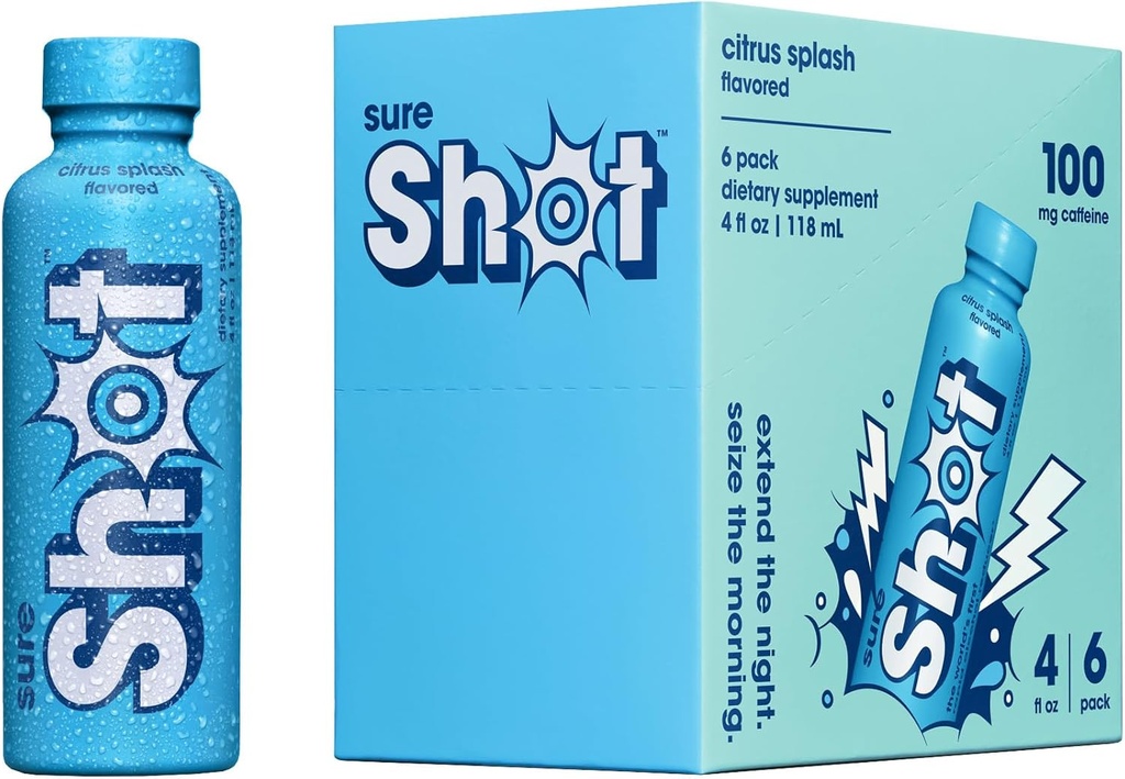 Seguro Shot Recovery Drink, Citrus Splash (6 Pack) - Sentirse mellor despois de beber, Wake Up Refreshed - Bebida de hidratación Premium con electrólitos e vitaminas para Liver & Gut Support, Energy & Focus, 4 Oz