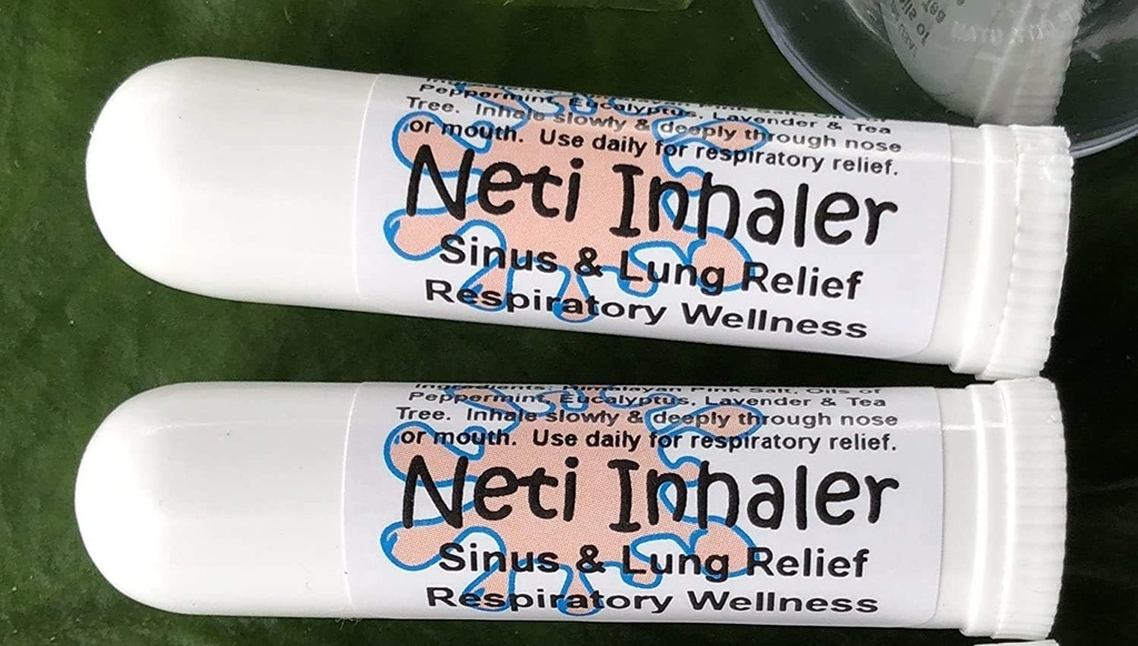 Urban ReLeaf NETI Salt Air Relief INHALERS! Set of Two (2) Sinus & Lung, Himalayan & Botanicals! Andnings Wellness. Healing Aromatherapy Energizing! Kall, astma, hosta, Bronchitis 100% naturlig