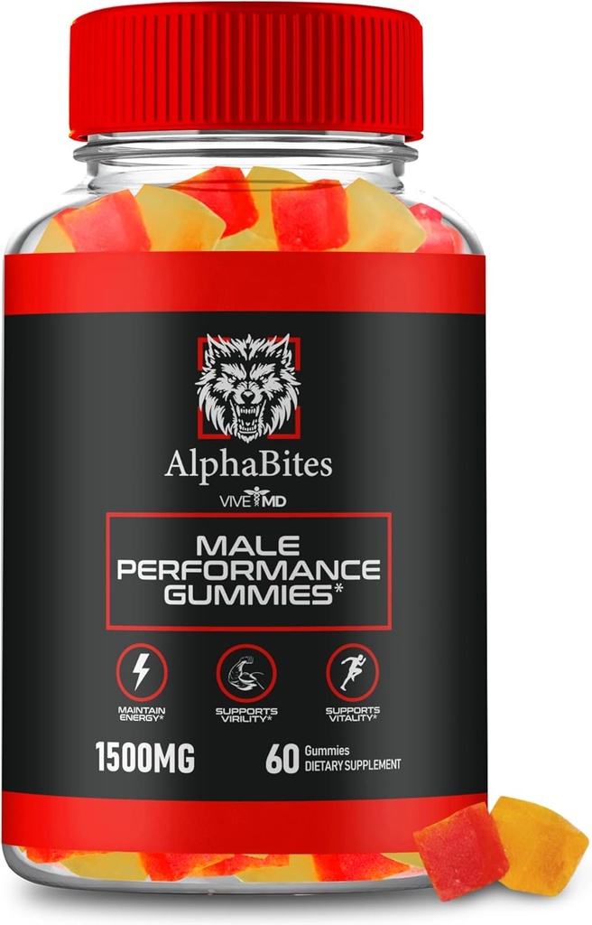 Alpha Bites Gummies, AlphaBites Advanced Formel Max Performance Gummies, All Natural Supplement Extra Strength, Alpha Bites Muscle Growth och Overall Health Support, Alpha Bites Reviews (60 Gummies)