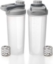 EYMPEU 2 Pack Shaker Buteliai baltymų Mišiniai BPA & Phthalate- nemokamai, Tvirtas sukinys dangtis Leakproron Shaksee taurė Indai saugiai baltymų Shakes 24oz, Išvalyti pilka