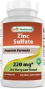 Best Naturals Zinc Sulfate 220 mg 120 Tablets - 3rd Party Lab Tested - Made in the USA - Gluten Free & Non-GMO