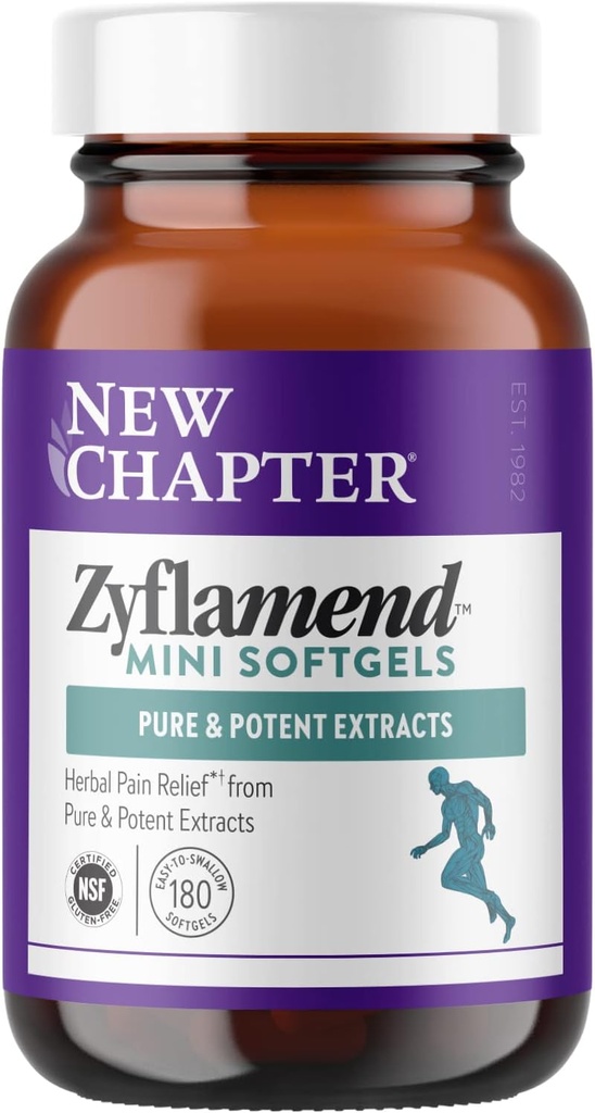 New Chapter ZyflamendTM Mini Softgels, Multi-Herbal Pain Reliever+ Joint Addition, 10-in-1 Superfood Brend with Jinger & Turmeric for Healthy Inflamation Response, Mini Soft Gels, 180 Count