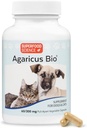 Agaricus Bio 300mg voor honden en katachtigen, Beta Glucon Mushroom Pet Supplement op Boost Critical Immune Defense & Cellular Health, Antioxidant Powder, Energy Support voor oude honden en katten, 60 caps