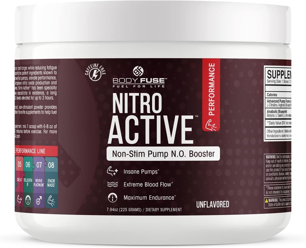 Nitro Active Pump V2 Unflavored Powder Vasodilator | 30 Servings