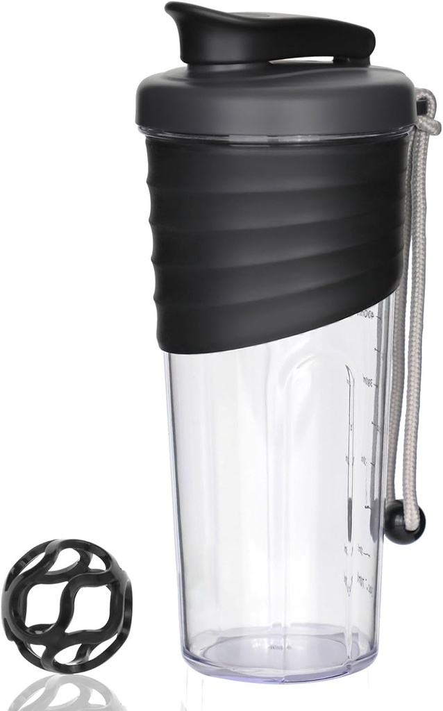 Shaker Bottle for Protein Mixes，24 oz，Protein Shaker Bottles with Whisk Ball, Mixer Bottle, Protein Bottle,Portable Pre Workout Whey Protein Drink Shaker Cup，Black