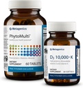 Metagenics Essential Wellness Duo: D3 10 000 + K - pre imunitnú podporu, zdravie kostí a srdca - 60 Softgels & PhytoMulti bez železa - denne Multivitamín pre celkové zdravie a starnutie - 60 tabliet
