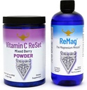 RnA ReSet ReMag & C-vitamin Reset Bundle - Folyékony magnézium kiegészítés (16.2 Fl Oz) & Berry- ízesített C-vitamin por (14.81 Oz)