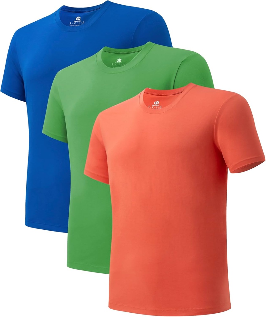 DAVID ARCHY Men's Undershirt Pamuk Sorona, Moisture-Wicking Crewneck/V-Neck T-Shirts için 3Pack