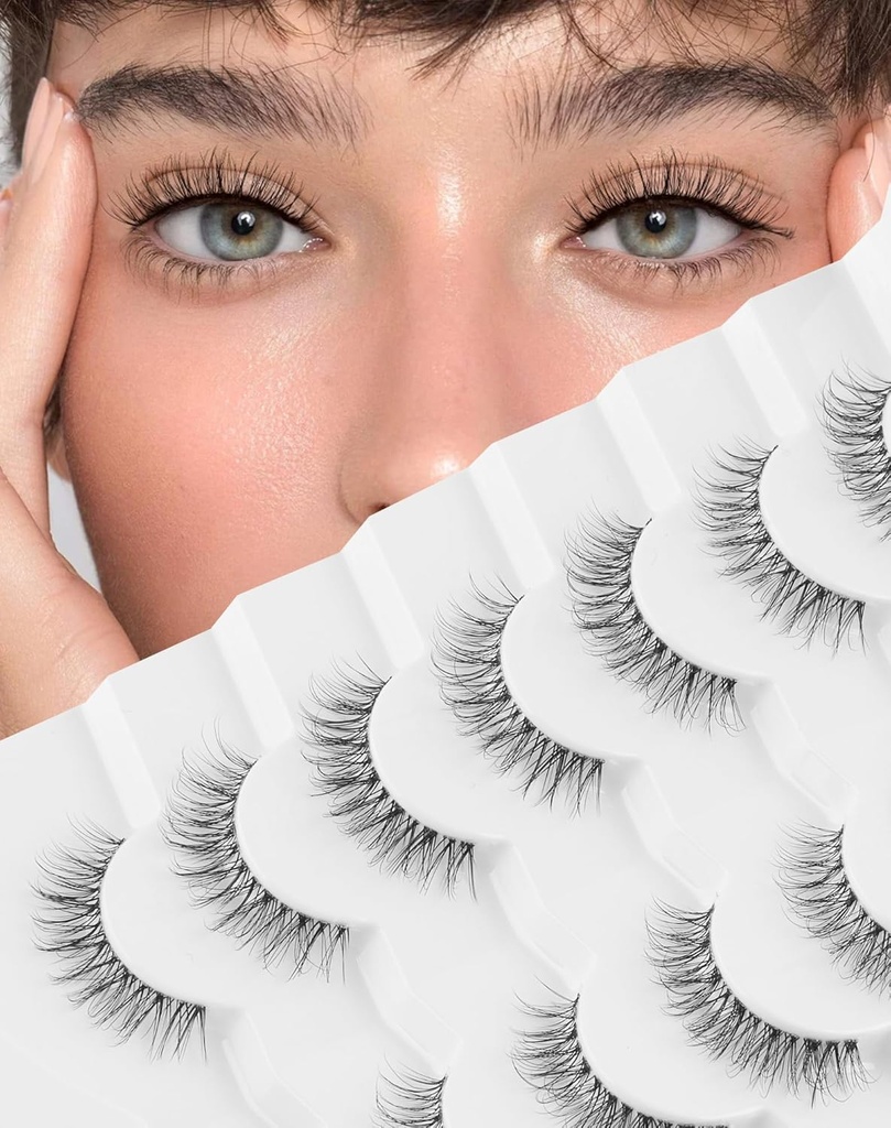Натуральні False Вії Clear Band Lashes Natural Look Jiocolor Wispy Faux Mink Lashes Demi-wispies Fake Lahes 12MM 7 Pairs Wispy Мрія(7mm-12mm)
