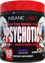 Insene Labz Psychotic, High Stimuant Pre Workout Powder, Tập trung và chịu đựng với Beta Alanine, sáng tạoine Monohydrate, DMAE, 60 Sết, Grape