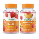 Lifeable Vitamin D3 + Vitamin K2 + Magnesium 85mg, Gummies Bundle - Great Tasting, Vitamin Supplement, Gluten Free, GMO Free, Chewable Gummy