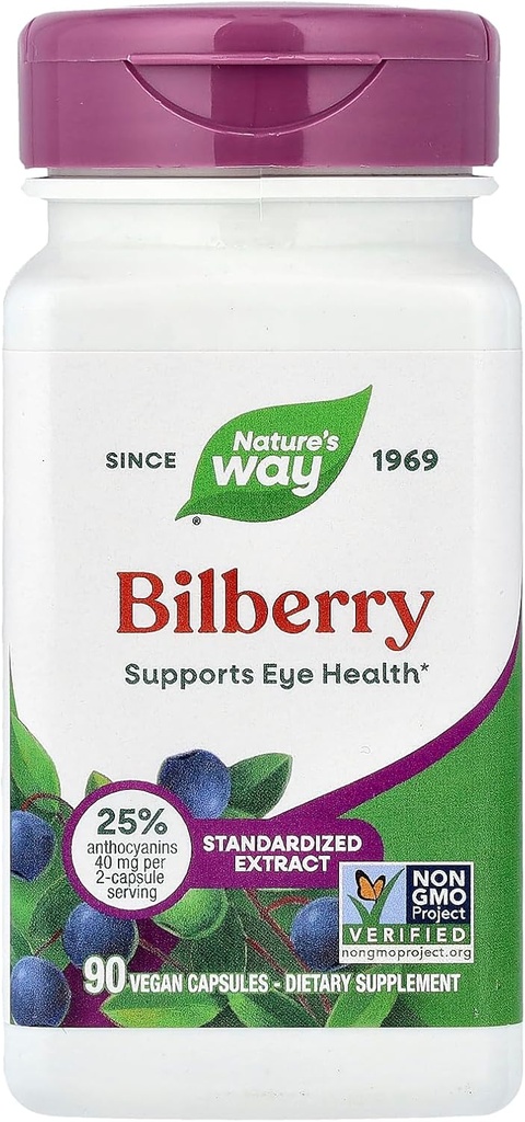 Via Natureza Bilberry Extrato padronizado Veg Cápsulas 90 ea