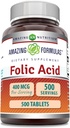Amazing Formulas Folic Acid (Vitamine B9) 400 mcg 