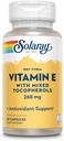 SOLARAY Vitamina E 400 IU (268mg), Forma seca con tocoferois de vitamina E - Suplemento antioxidante, PMS e apoio á menopausa - 60-Day Guarantee, Lab Verificado - 50 Servizos, 50 cápsulas