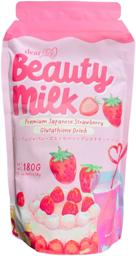 Skjønnhetsmelk japansk collagen STRAWBERRY Drink - 50 000 mg Hydrolysert collagen, 6.3 Ounce (pakke med 1)
