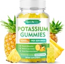 Potassium Citrate Gummies 1000mg, High Potency Potassium תוספת חניכיים עבור מבוגרים נשים וגברים, תמיכה בקרמפs & שריר בריאות, סוכר חינם, Pineapple Flavor, 60 Count Count Count
