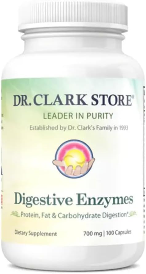 Dr. Clark Digestive Enzymes Supplement – 700 мг, 100 капсул желатина, поддерживает здоровое пищеварение и абсорбцию питательных веществ