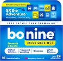 Bonine Non-Drowsy for Moction Asuration Recember, Sea Hurse, Nausea, & Vociting - Meclizine HCI 25mg, Groad-Sized - 16ct Ruspbally Table Table Tables (packing May Vary).