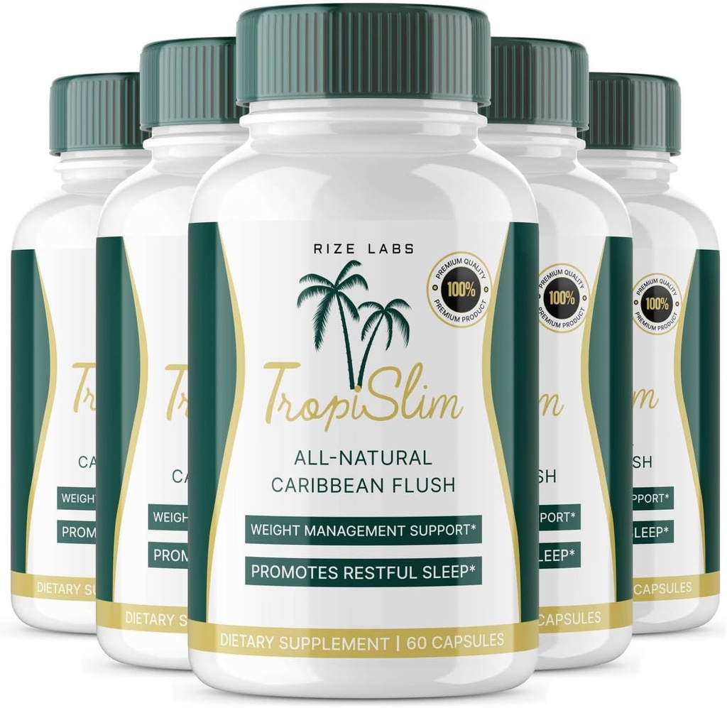(Official 5 Pack) Tropislim, Tropislim All Natural Caribbean Flush, Weight Loss Supplement, Tropislim Slimming Kapseln für Damen, Gesunder Lebensstil + Leaner Physique, Tropical Reviews (300 Kapseln)