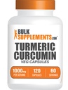 BulkSupplements.com Turmeric Extract Capsules - Turmeric Supplement, Turmeric Curcumin Supplement 1000mg - Gluten Free,120 Veg Capsules (Pack of 1)