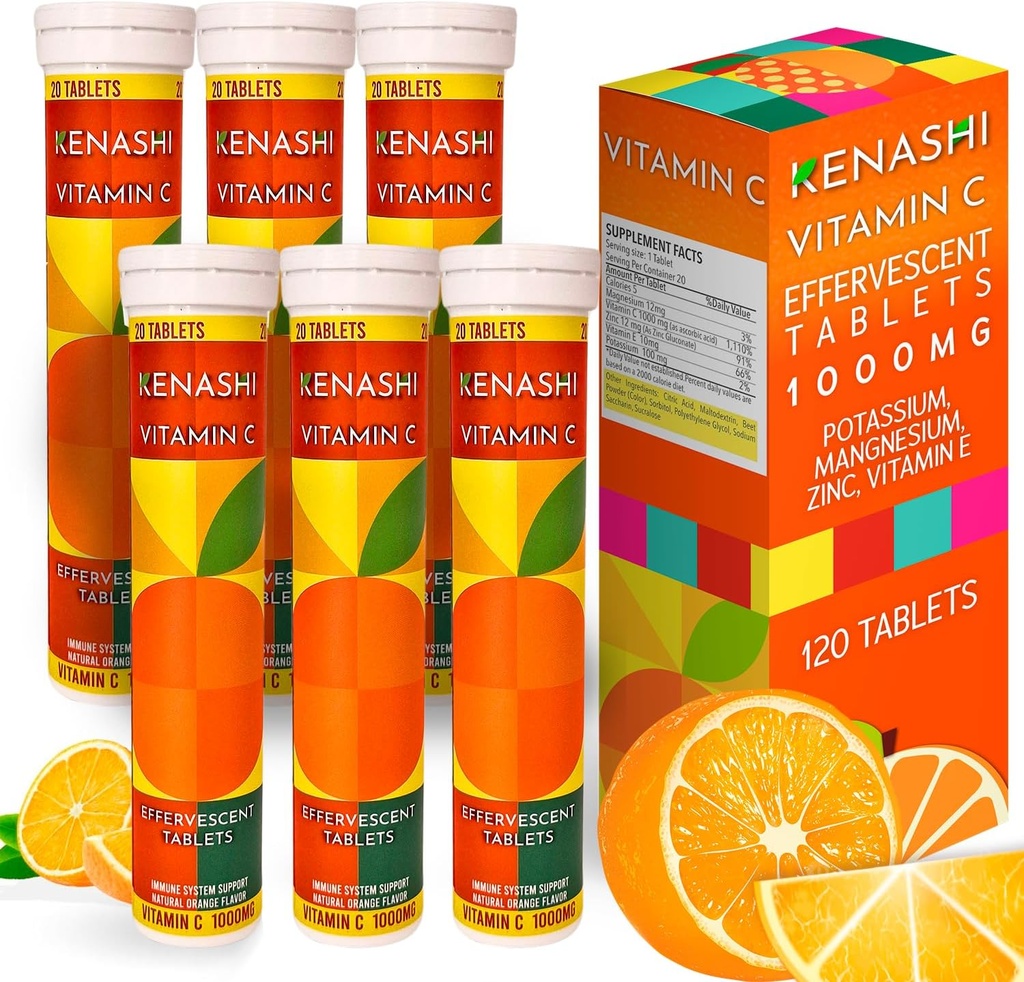 Vitamin c Effervescent Tablets Vitamin C with Zinc 1000mg Vitamin Dissolving Tablets Vitamin C Table Vitamina C Efervescente para Adulto Zinc and Vitamin C 6 Pack