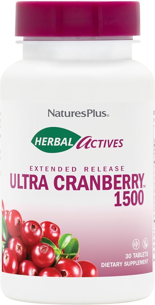 NaturesPlus 초본 활성 울트라 크랜베리 1500, 30 정제 - Urinary Tract Support - 채식주의, 글루텐 무료 - 30 서빙