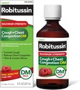 Robitussin Adult Maximum Strength Cough + Chest Congestion DM Max (8 fl. oz. Bottle), Cough Suppressant & Expectorant, Raspberry Flavor