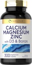 Carlyle Calcium Magnesium Zinc D3 | 300 Caplets | con Boron | Vegetariano, Non OGM & Gluten