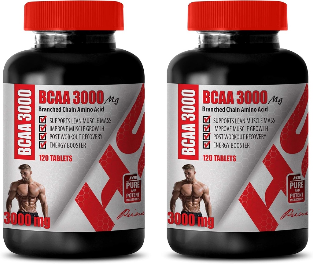 Muscle Builder Pillen voor mannen - BRANCHED keten Amino Acid - BCAA 3000MG - bcaa Train en Recover - 2 flessen 240 tabletten